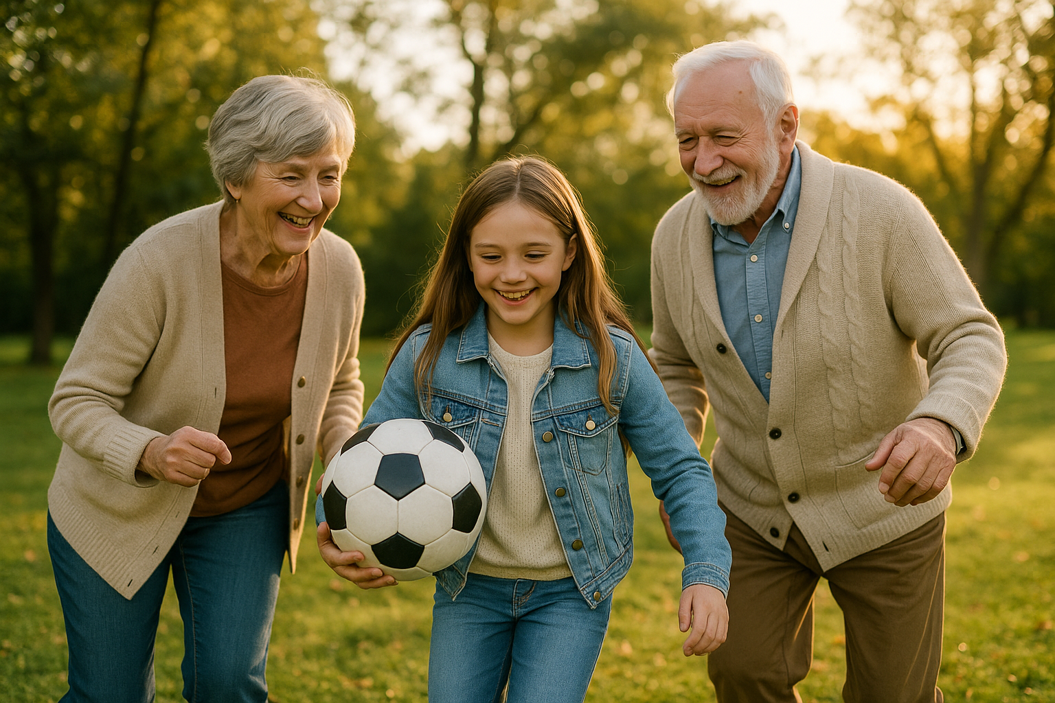 Blended family enjoying time together